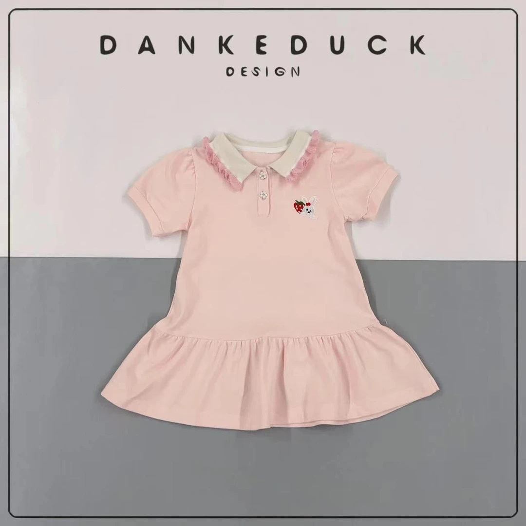 W-40331-（面包）女童24夏季新款针织Polo裙中小童连衣裙