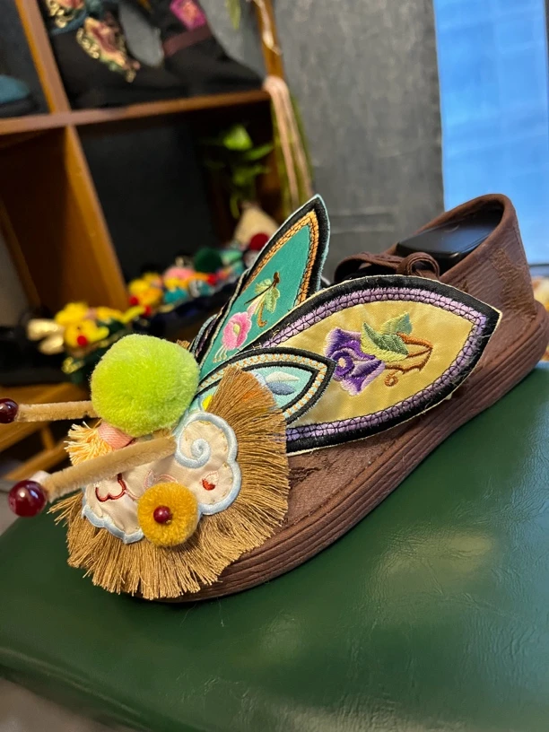 千层底手工蝉鞋咖色（单鞋加大一码拍）