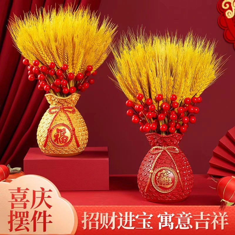 天然黄金大麦福袋麦穗干花家居装饰开业礼品客厅摆件仿真花摆设