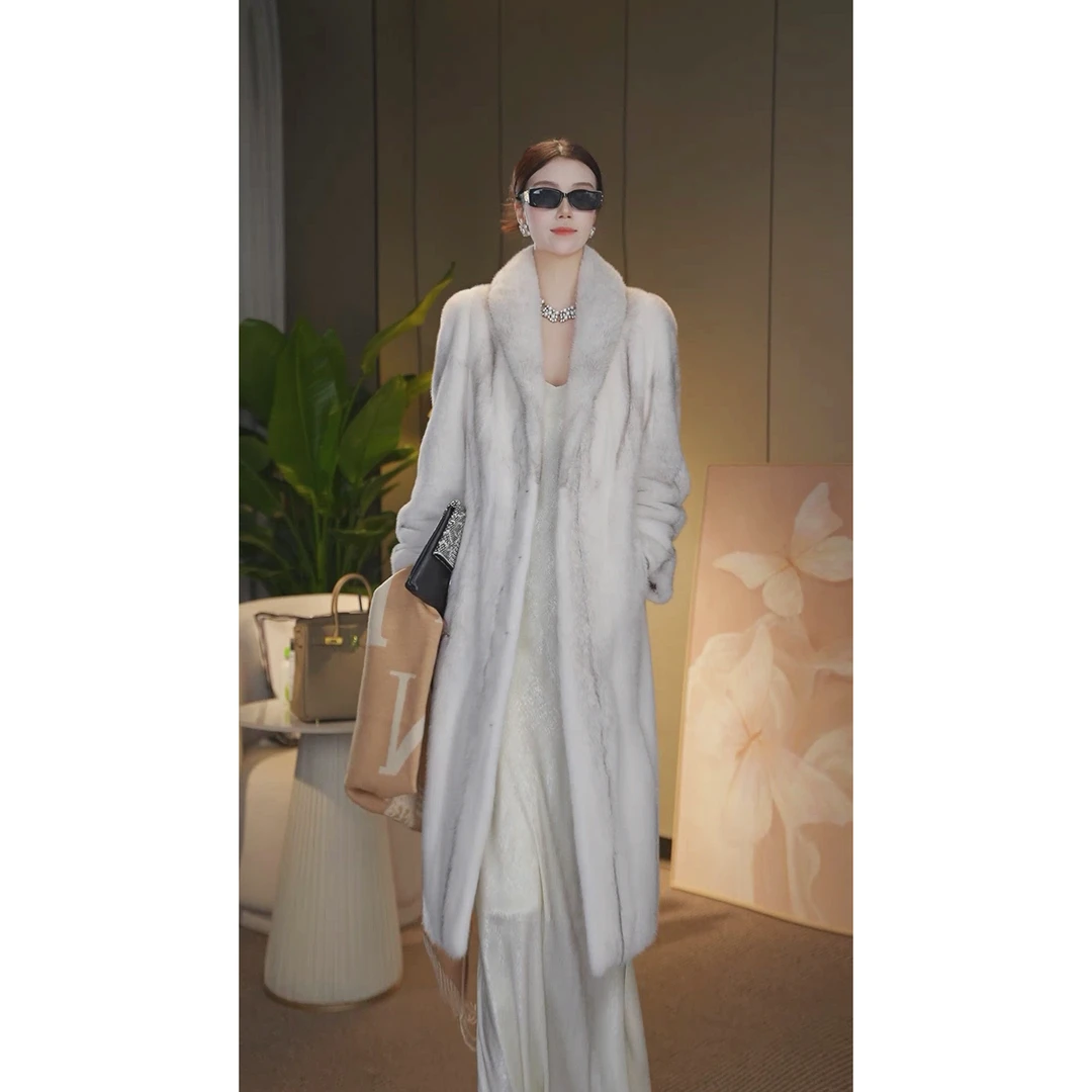 【白雪皑皑】稀有级进口整貂银十字貂外套女装100长全抽刀工艺款