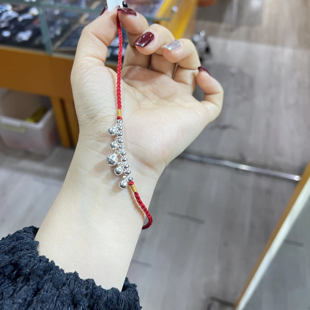 吊坠925银布艺 铃铛流苏脚链手链纯手工编织设计