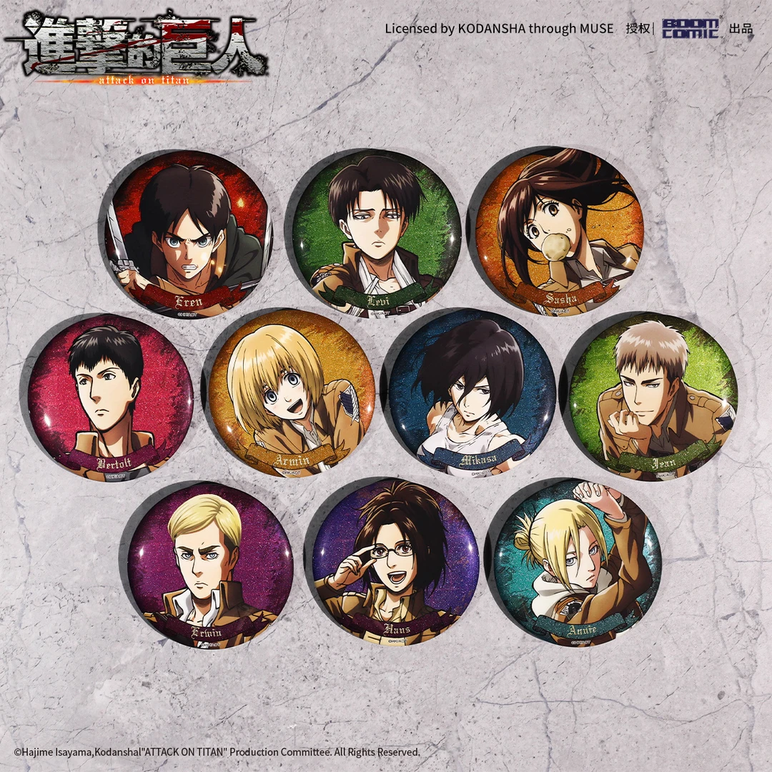 暴蒙 正版 进击的巨人S2细闪金葱立绘大徽章/吧唧