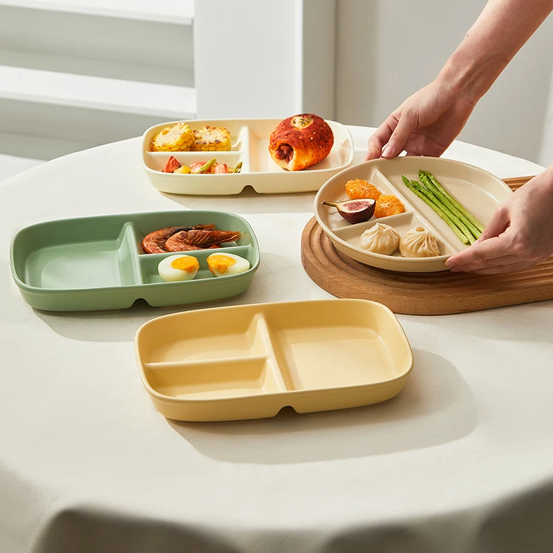奶油风早餐盘一人食大人北欧分格餐盘儿童陶瓷餐具网红家用盘子