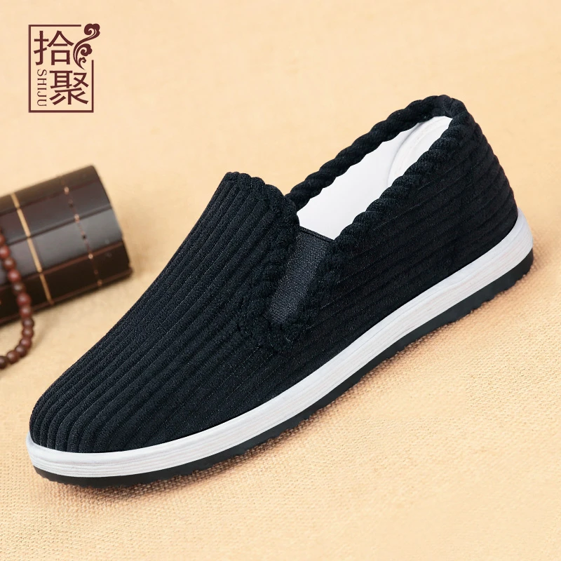 老北京布鞋男士千层底手工布鞋黑色春秋季透气中老年爸爸休闲男鞋