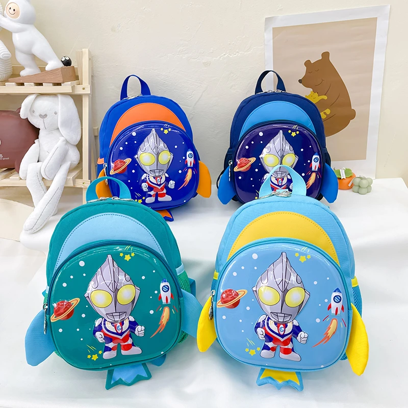 幼儿园男孩书包卡通奥特曼1-3岁宝宝防走失儿童双肩包硬壳小背包4