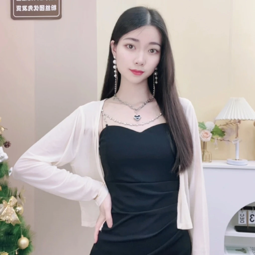 【同款网纱披肩】柔纱小坎肩女披肩配吊带裙夏季冰丝防晒开衫2024