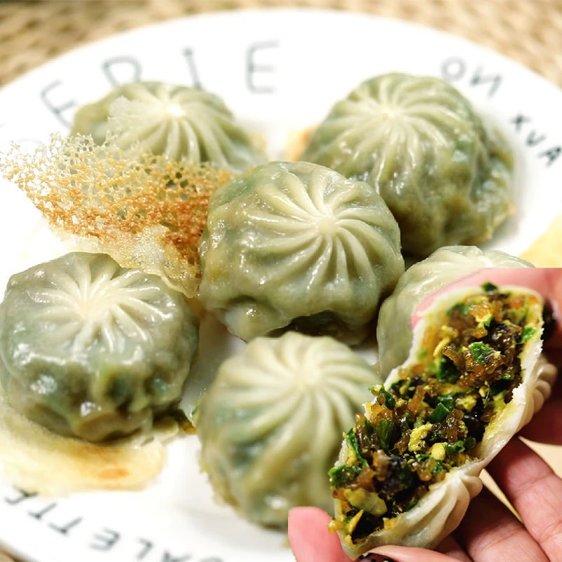 韭菜鸡蛋素馅薄皮包子香辣粉丝小笼包懒人早餐加热即食500g*4袋