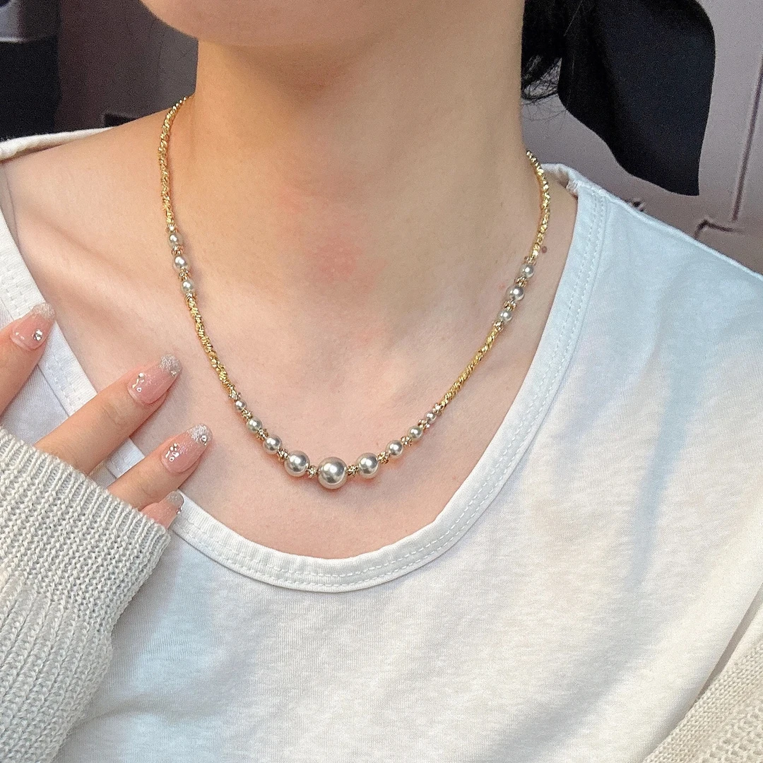 铜合金项链 C013 法式女轻奢小众高级感复古时尚款拼接真多麻锁骨