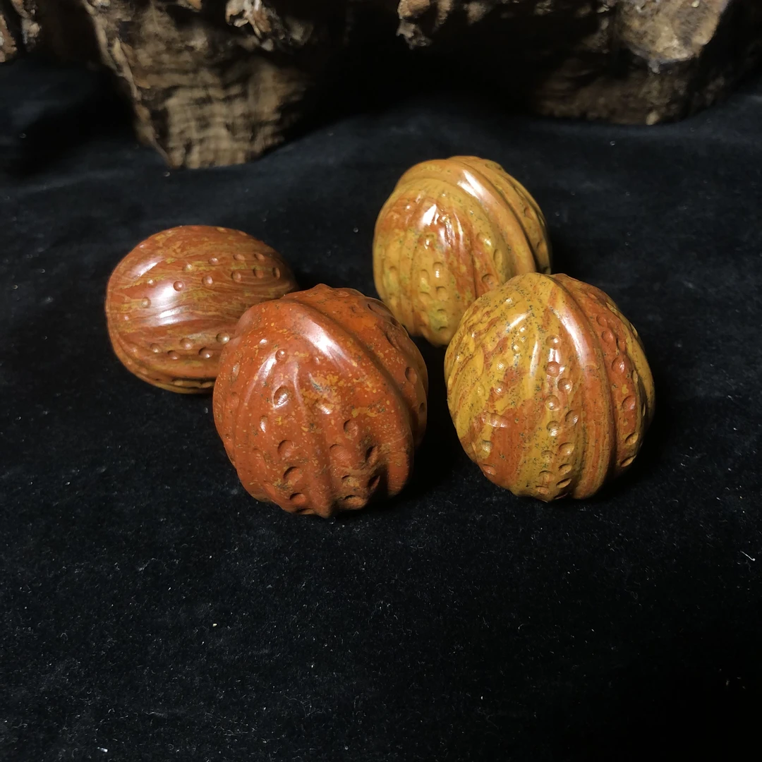 泗水滨红黄砭石精品核桃手把件家用把玩收藏锻炼舒缓缓解手部