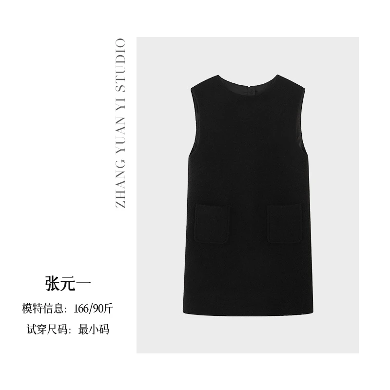 QC【毛呢背心裙】宽松版遮肉显瘦小黑裙连衣裙E524Q17524