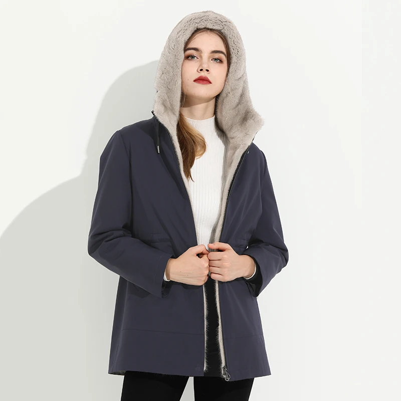派克服貂毛内胆女短款2022新款可拆卸整貂貂皮大衣尼克服连帽皮草
