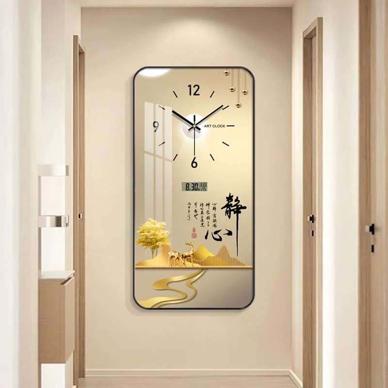 挂钟万年历温度显示时尚轻奢客厅静音大气简约