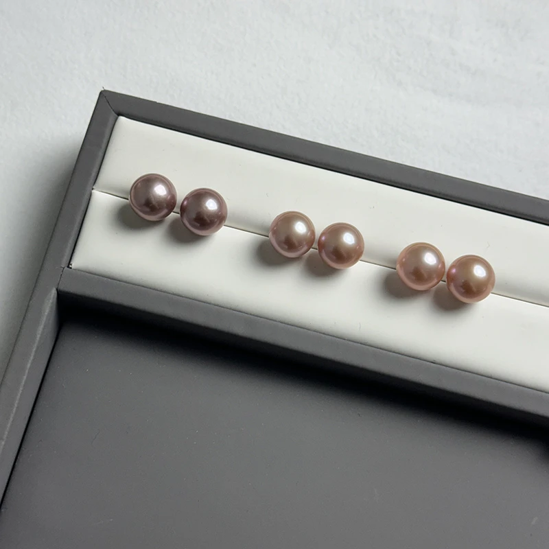 【紫龙金】5A淡水天然紫珠 10-11mm珍珠耳钉 S925银 【多样性发一】