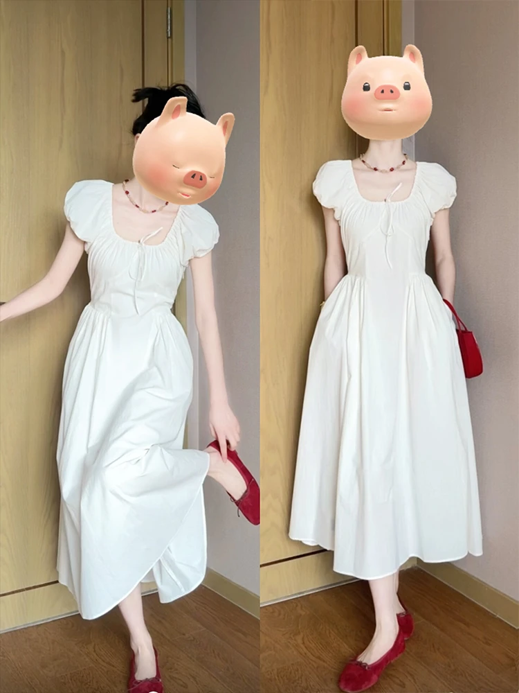 白色法式设计感高级感气质收腰显瘦小众初恋甜美轻奢高端连衣裙女