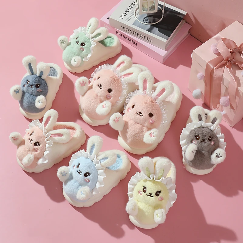 冬季新款中大童棉拖鞋女童6-12岁卡通可爱厚底防滑居家居保暖高档