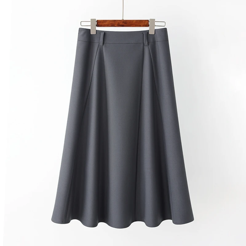 灰色显瘦半身裙女秋季2025新款小个子垂坠感a字伞裙百褶裙小个子
