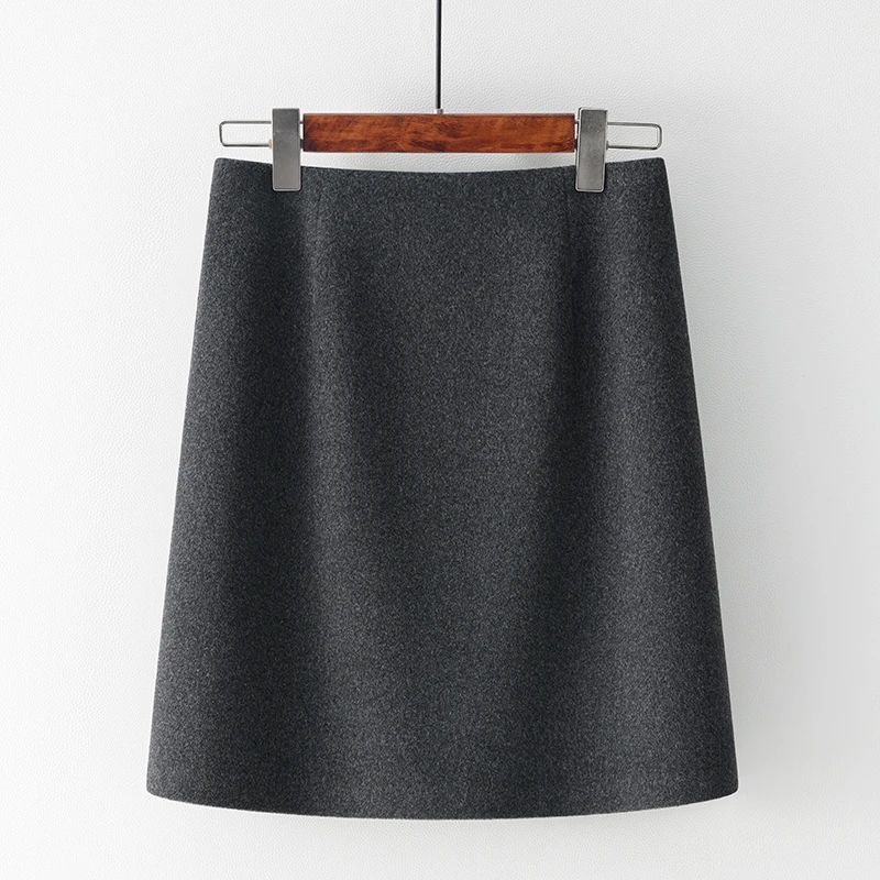灰色毛呢半身裙短裙女秋冬2025新款高腰今年流行呢子a字裙小个子