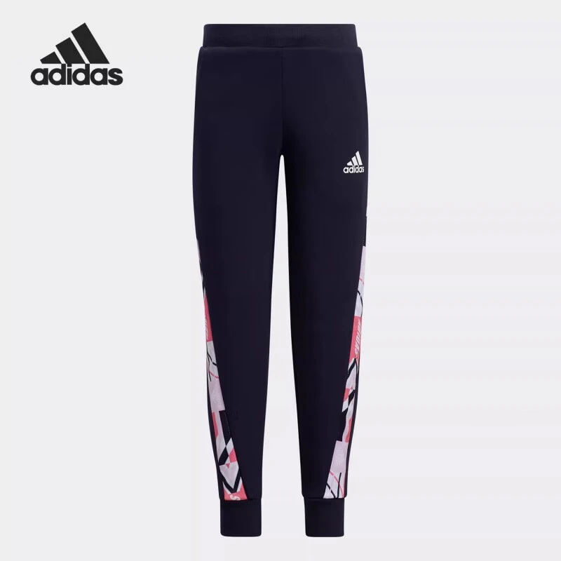 adidas阿迪达斯休闲小童运动舒适训练拼接收口长裤 HD9989