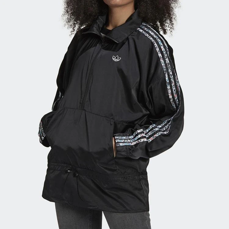 Adidas阿迪达斯三叶草女款女丝绸感春夏防晒衣黑色女款夹克GN3105