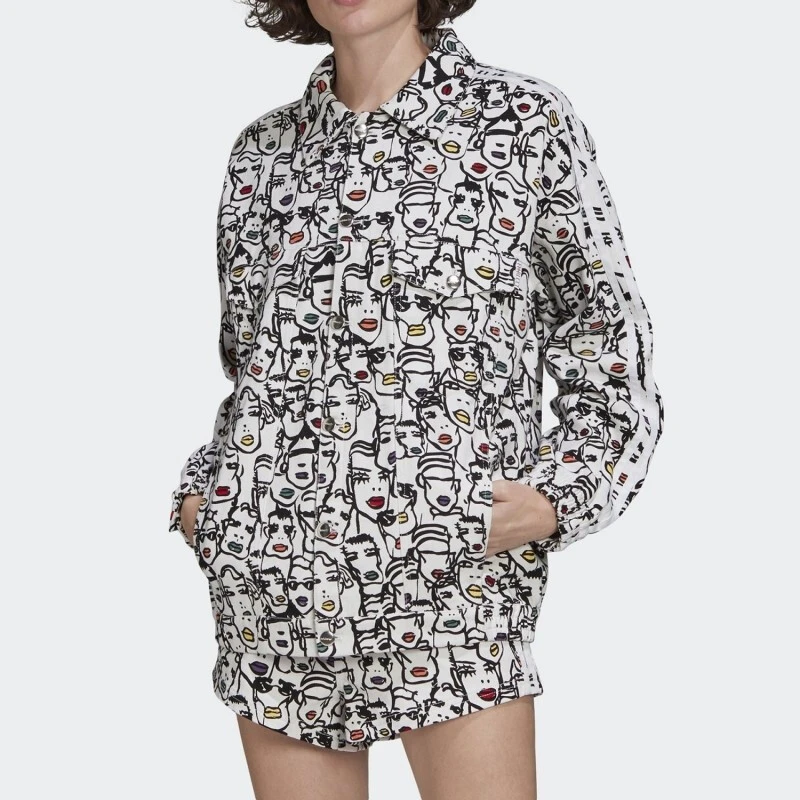 ADIDAS ORIGINALS阿迪达斯女子满印花时尚艺术外套FL4136