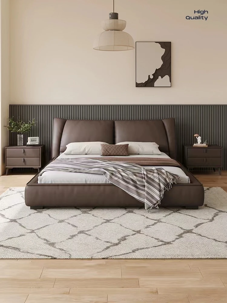 床现代简约儿童床双人床带夜灯高端大气1米8大床家用主卧床双人床