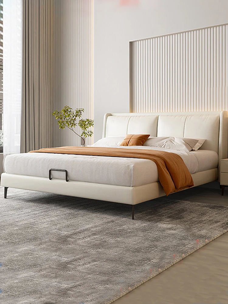 床现代简约儿童床双人床带夜灯高端大气1米8大床家用主卧床双人床