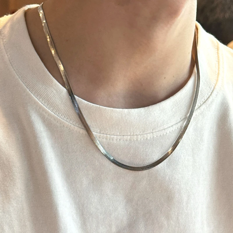钛钢项链 扁平蛇骨项链刀片链简约百搭轻奢街头小众气质冷淡风