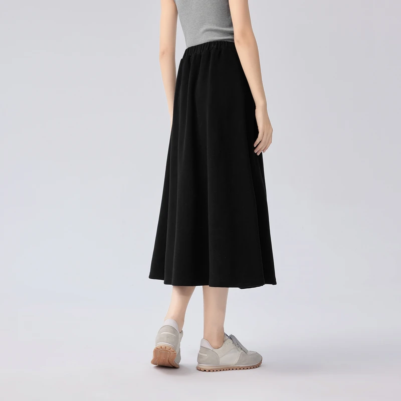 伊芙丽学院风分割设计针织伞裙女休闲通勤百搭半身裙1F7940931