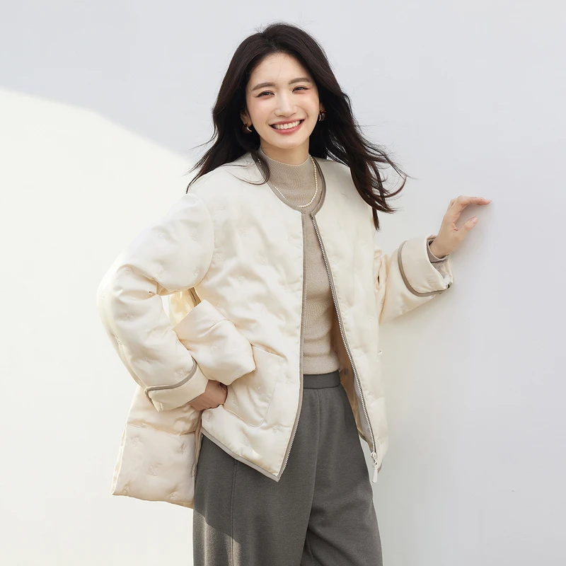 【衣衣专属】伊芙丽新中式国风刺绣围巾短款羽绒服外套1FA980671