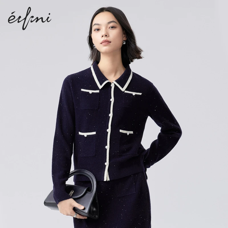 【陈大可】伊芙丽小香风珠片针织开衫