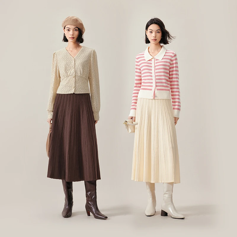 【衣衣专属】伊芙丽A型百搭含羊毛垂感针织半身裙女裙子1E9941531