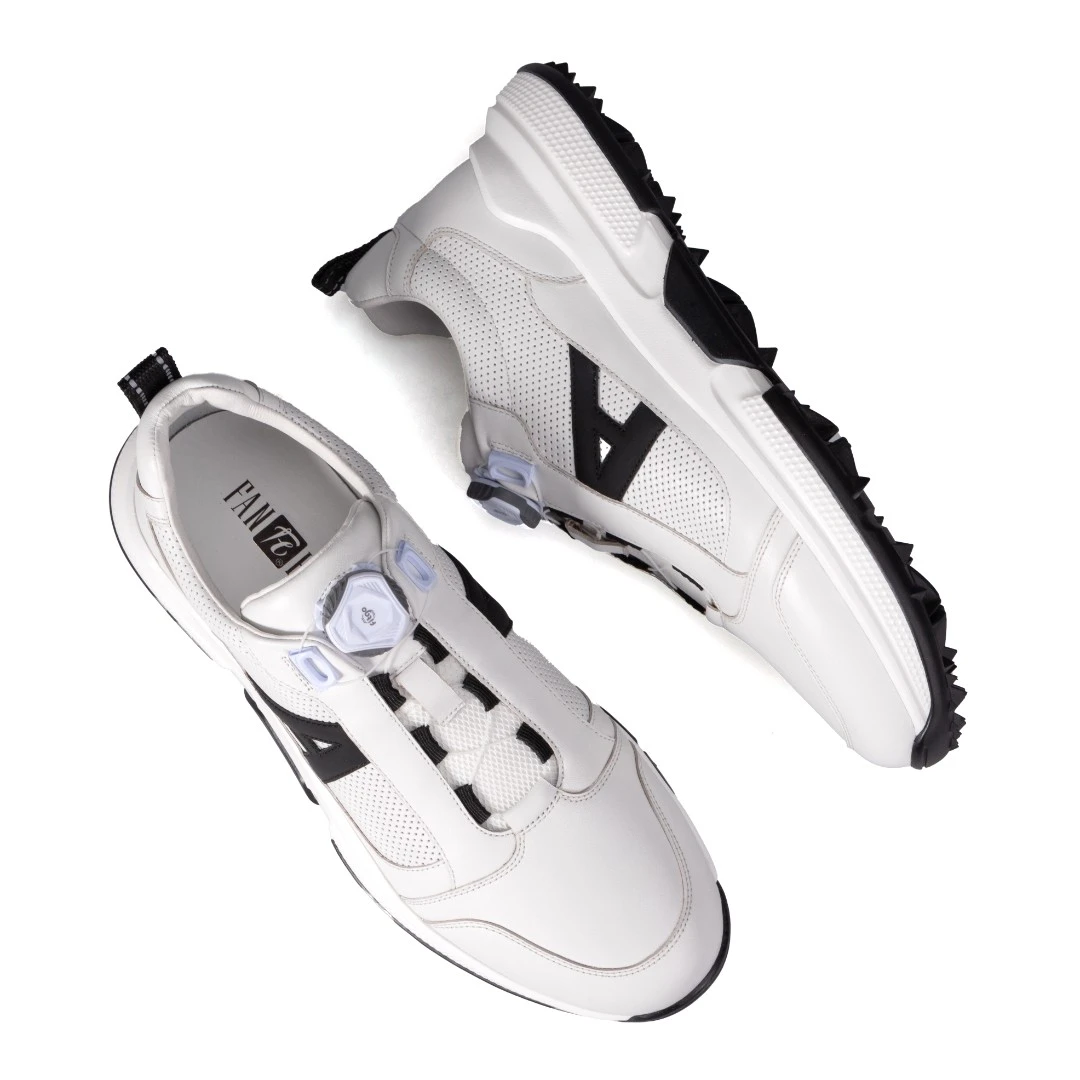 梵骅高尔夫球鞋舒适休闲男士时尚透气防滑轻便缓震白色牛皮圆头