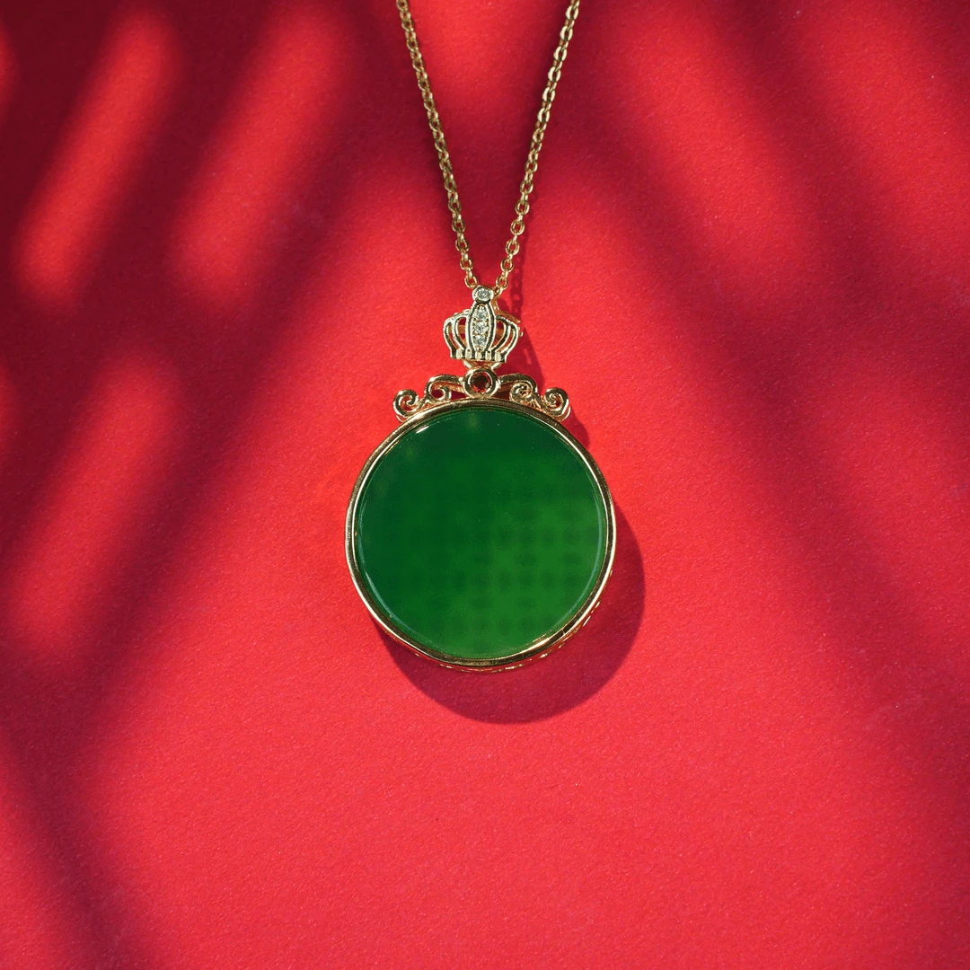 秋冬新款精选帝王绿玉玛瑙圆形吊坠QS-0383配链