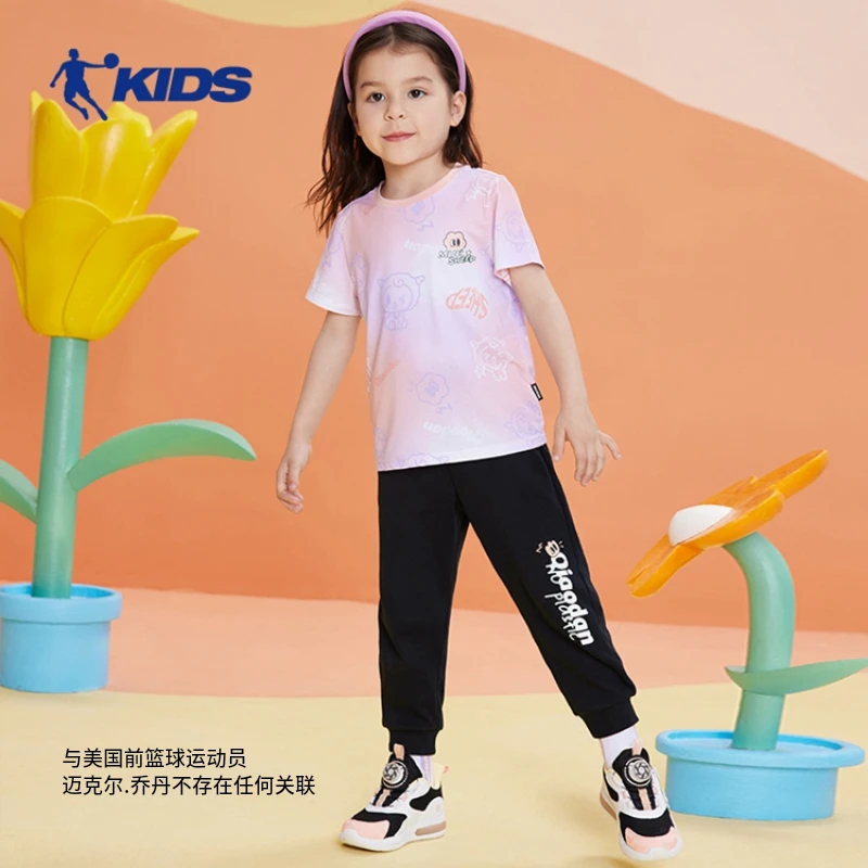 中国乔丹夏儿童小童女童潮流时尚休闲运动圆领短袖 T9237103
