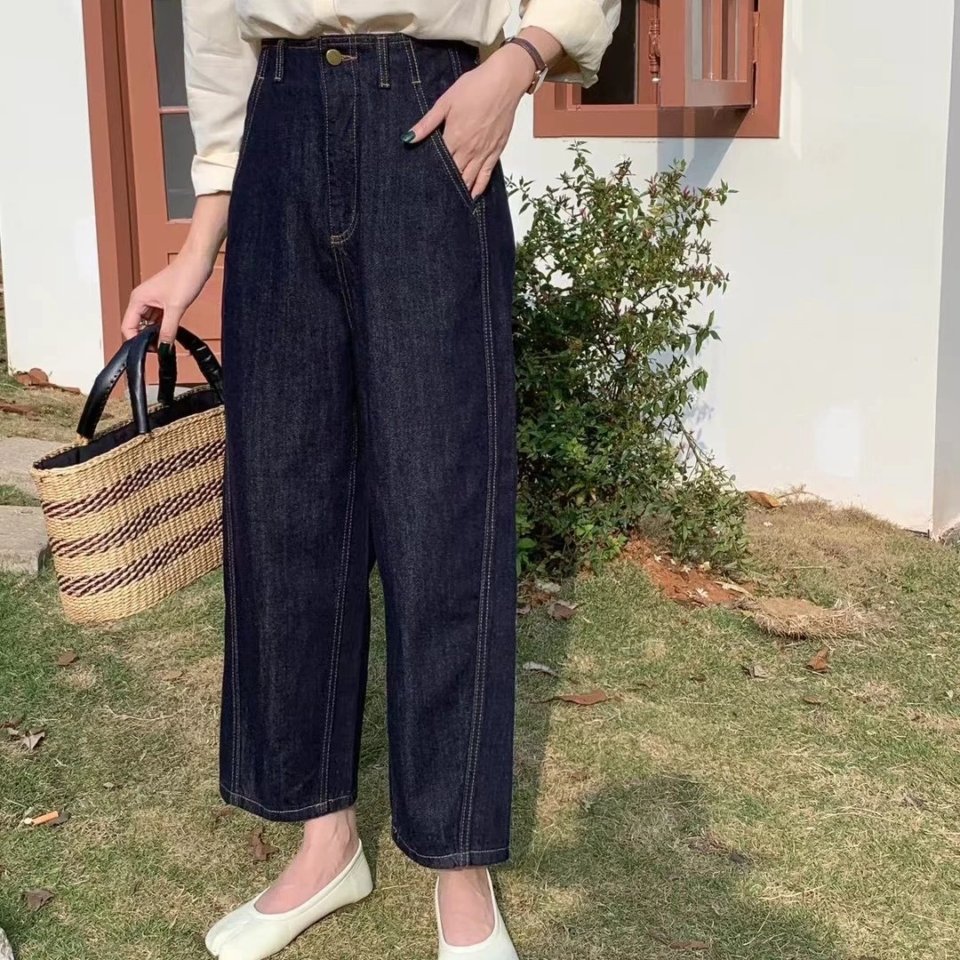清货「遮肉显瘦 无弹镰刀裤」春季韩版高腰宽松阔腿牛仔裤子女K865