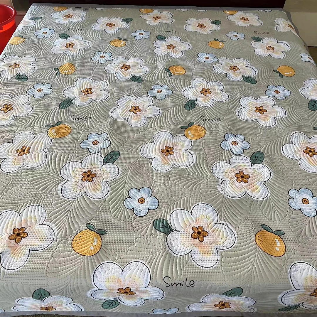 【2米橘子花朵】四季通用款床盖约2*2.3可机洗防滑宽边压烫床盖
