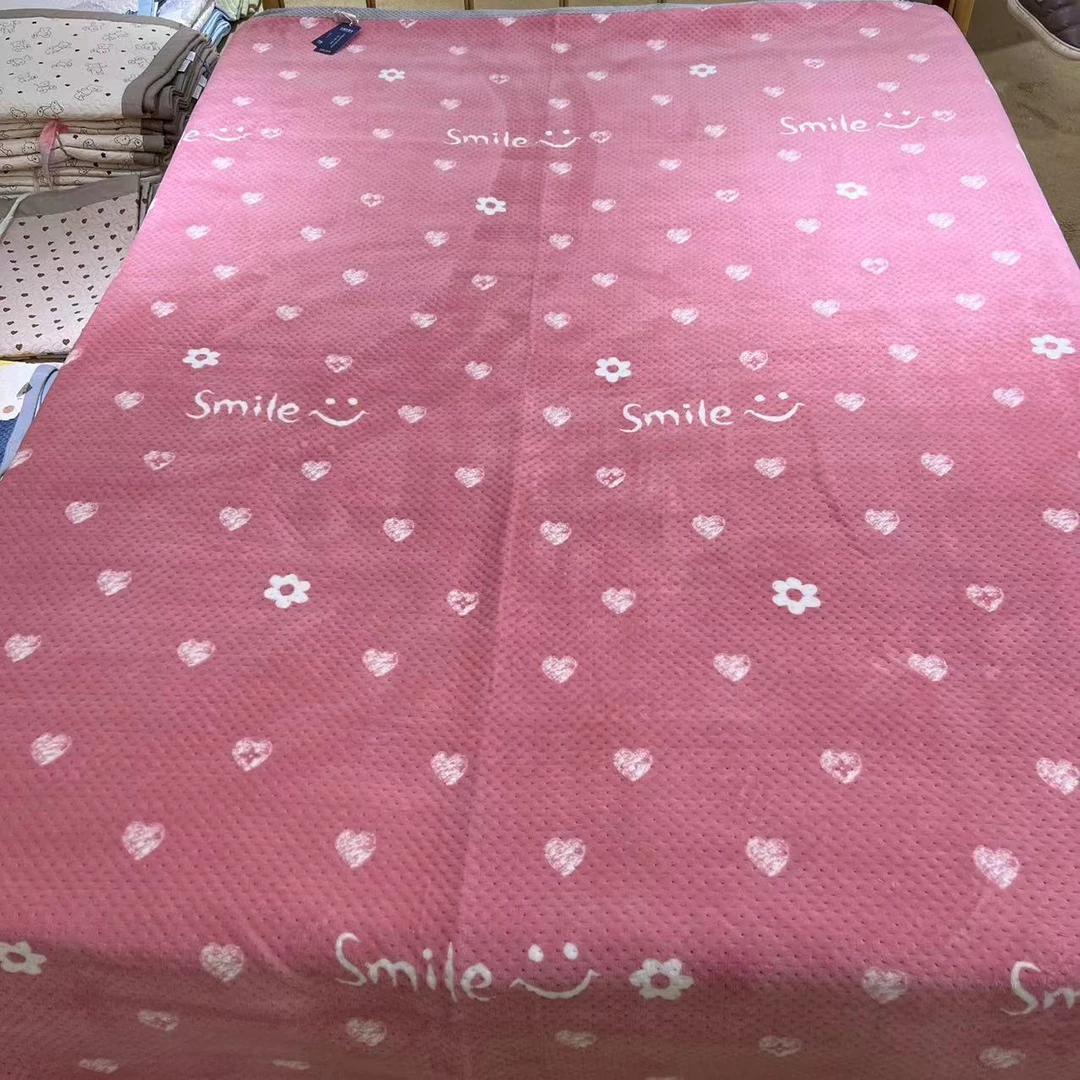 【Smile心粉】宽菠萝边牛奶绒床盖 约2*2.3冬季夹棉床单炕铺盖