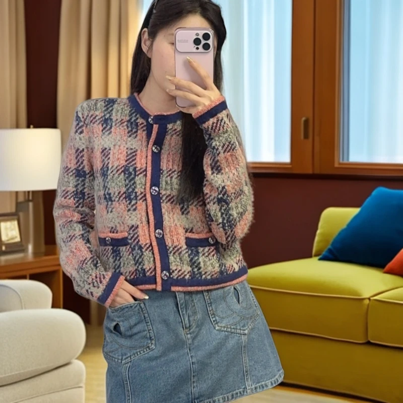 【心花路放】小香风彩色格纹粗花呢短外套 YZ24K00857