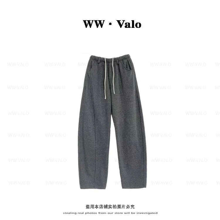 【WW定制】2024秋冬裤子小个子显瘦高腰运动裤加绒加厚阔腿裤休闲裤
