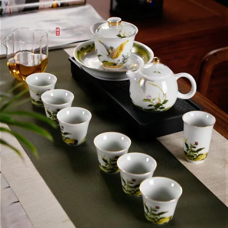 成艺高端手工陶瓷茶具套组大套组白瓷茶具送礼佳品独立包装家用
