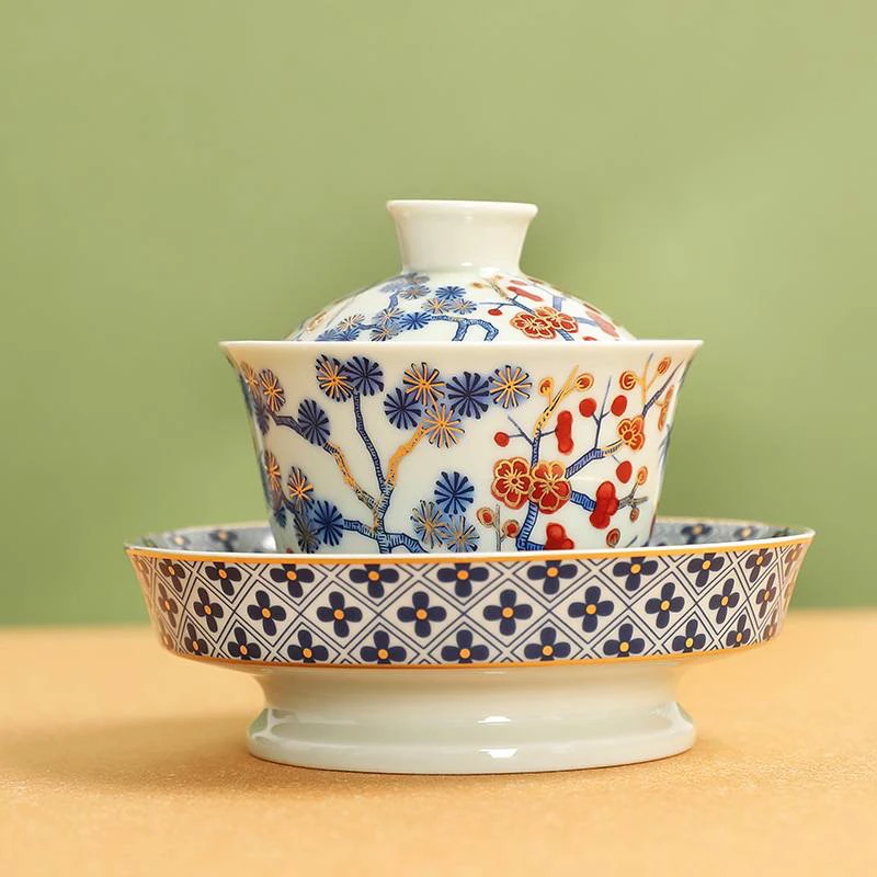 成艺四季发财融香介杯三才盖碗国潮新中式批发定制茶具礼品伴手礼