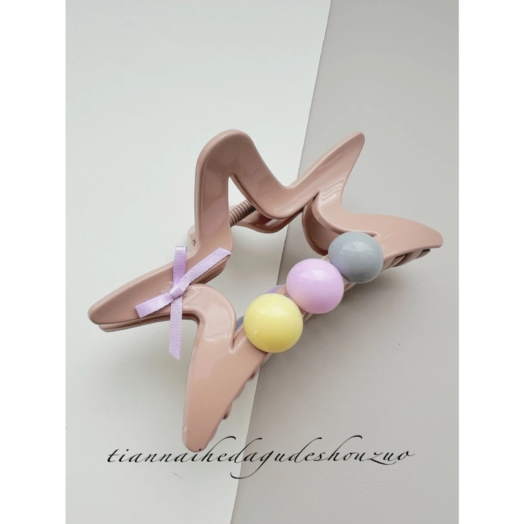 小豆奶油豆文艺大发抓 气质百搭五角星可爱甜美发饰发夹头饰抓夹