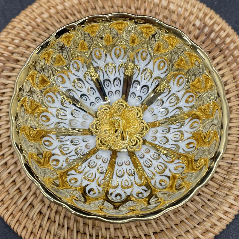 【金玉满堂金孔雀】主人杯茶杯主人杯茶盏描金花纹陶瓷精美纯手工金