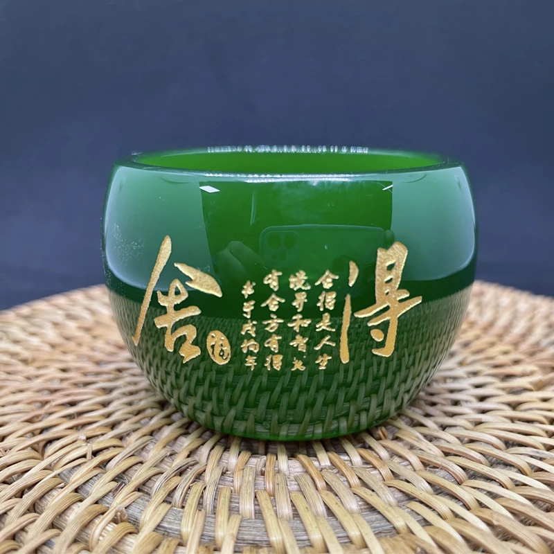 【绿舍得琉璃杯】发财杯木叶盏陶瓷纯手工主人杯描金百福杯禅定杯