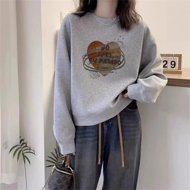 韩版圆领卫衣女厚款2024春秋新款宽松爱心小众外套休闲上衣潮ins