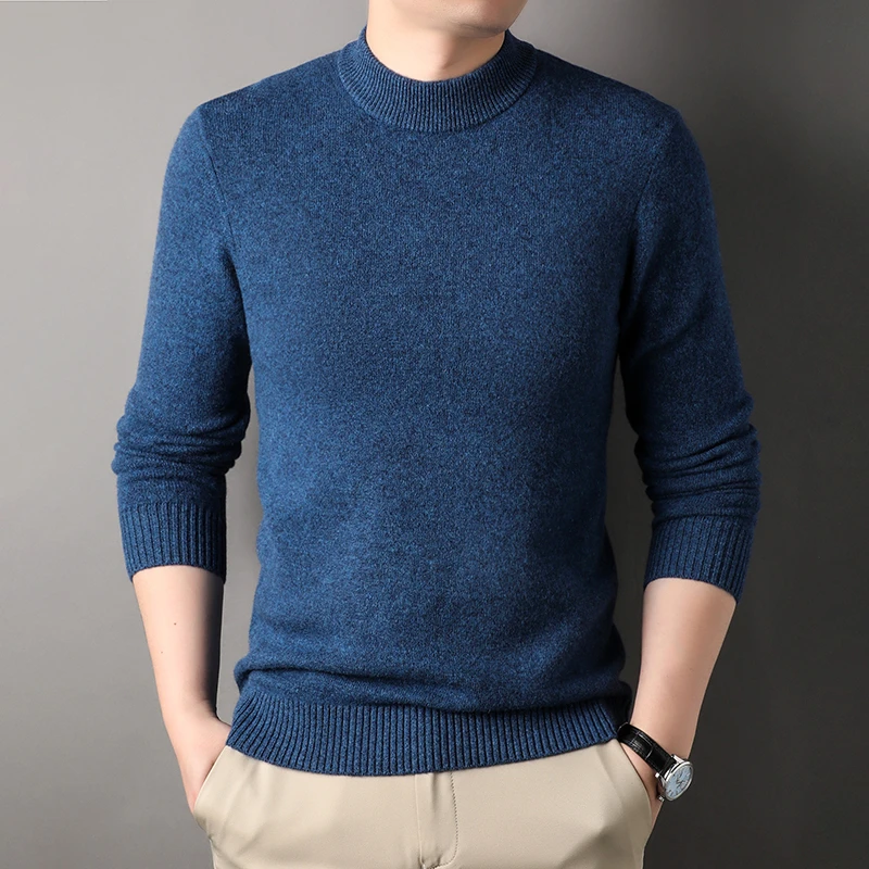 LAOYECHE/老爷车100%羊毛男士半高领长袖秋冬加厚百搭保暖休闲款