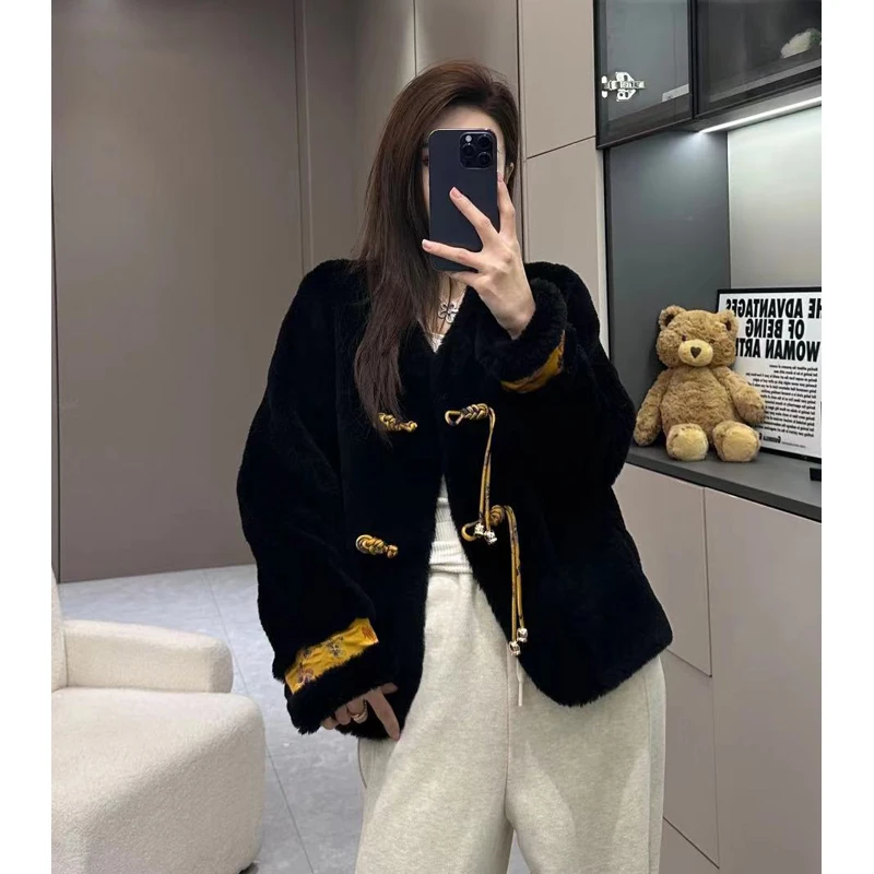 【所姿】 新款冬季国风加厚休闲宽松时尚羊毛女士外套SZ-23566