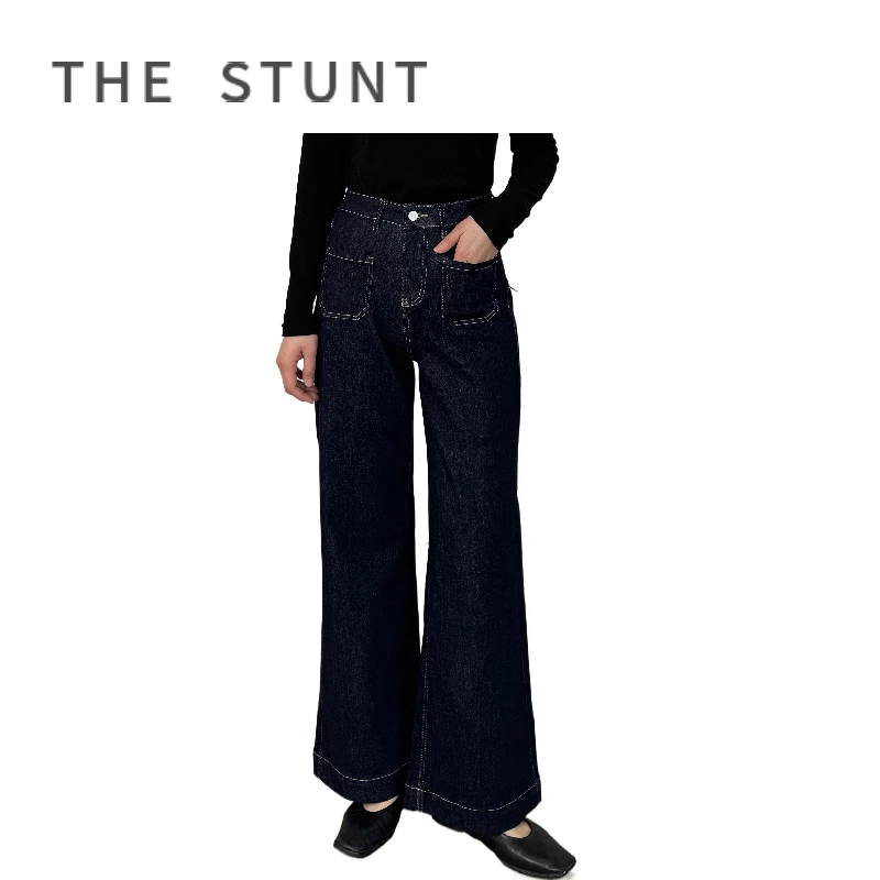 小众设计感前小兜口袋牛仔裤高腰显瘦气质女裤0916