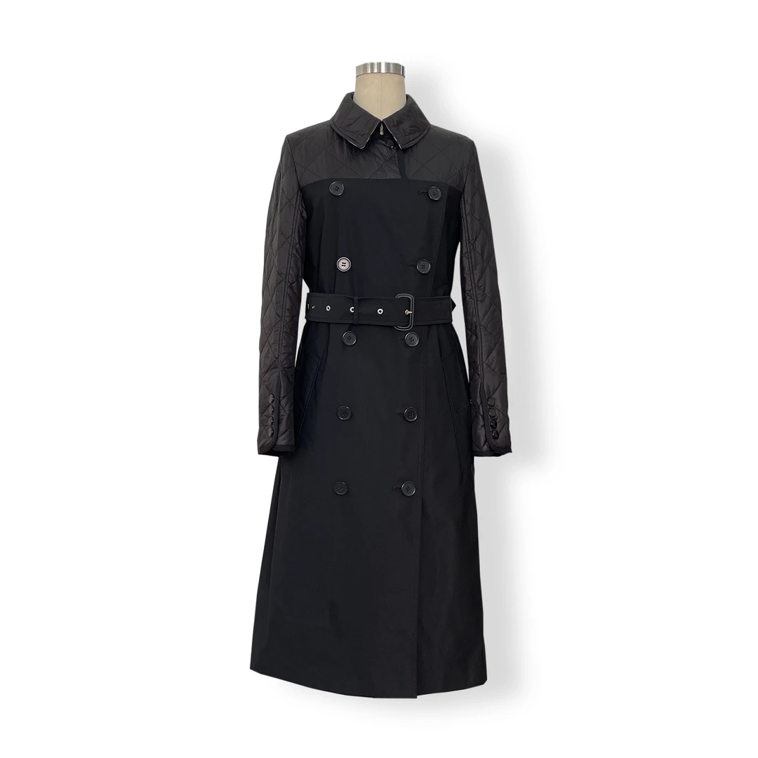 春秋款时尚修身中长款显瘦拼接风衣女0571