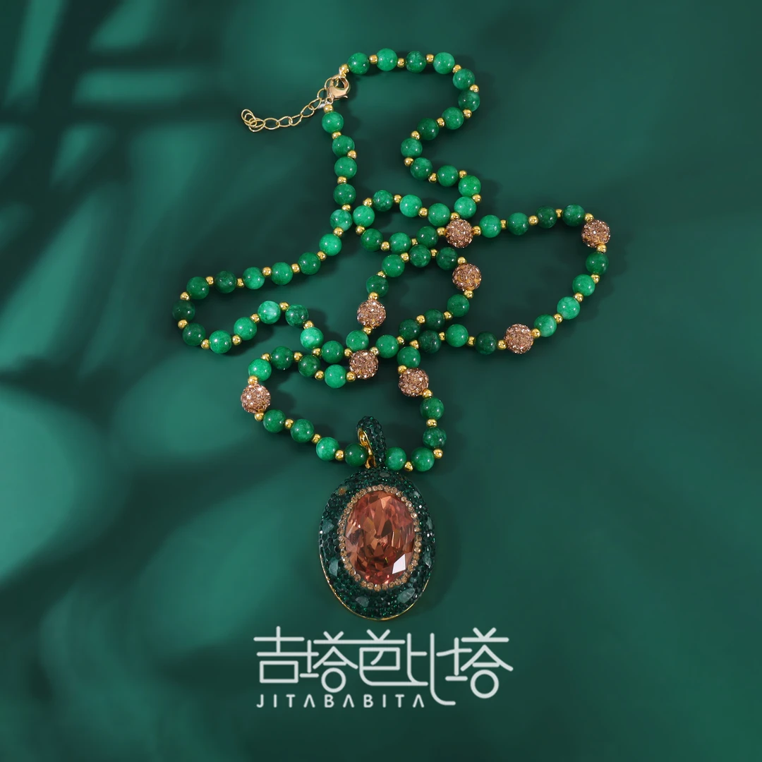 复古重工绿色毛衣链 JT-859